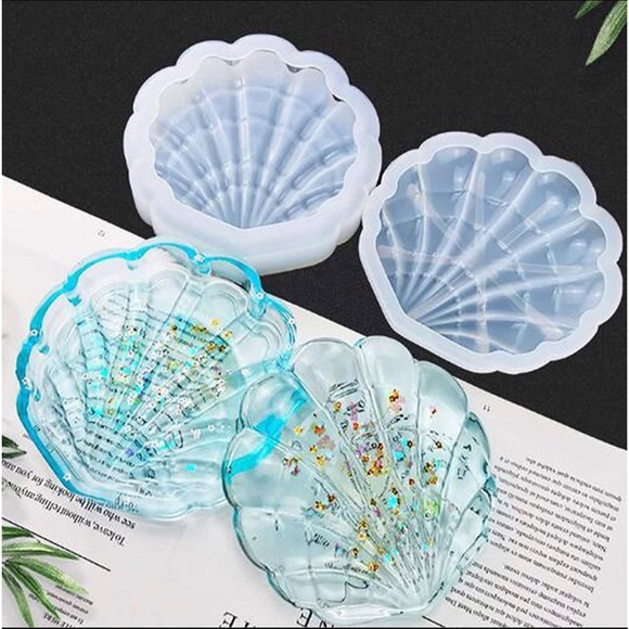 NEW 2pc SEASHELL SILICONE MOLDS SET W 2 BONUS GIFT PACKS RESIN DIY SHELL CRAFT - Picture 7 of 13